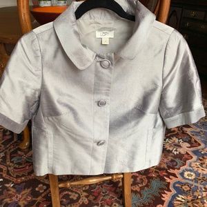 Ann Taylor Loft Silver Silk Dupioni Jacket sz 0